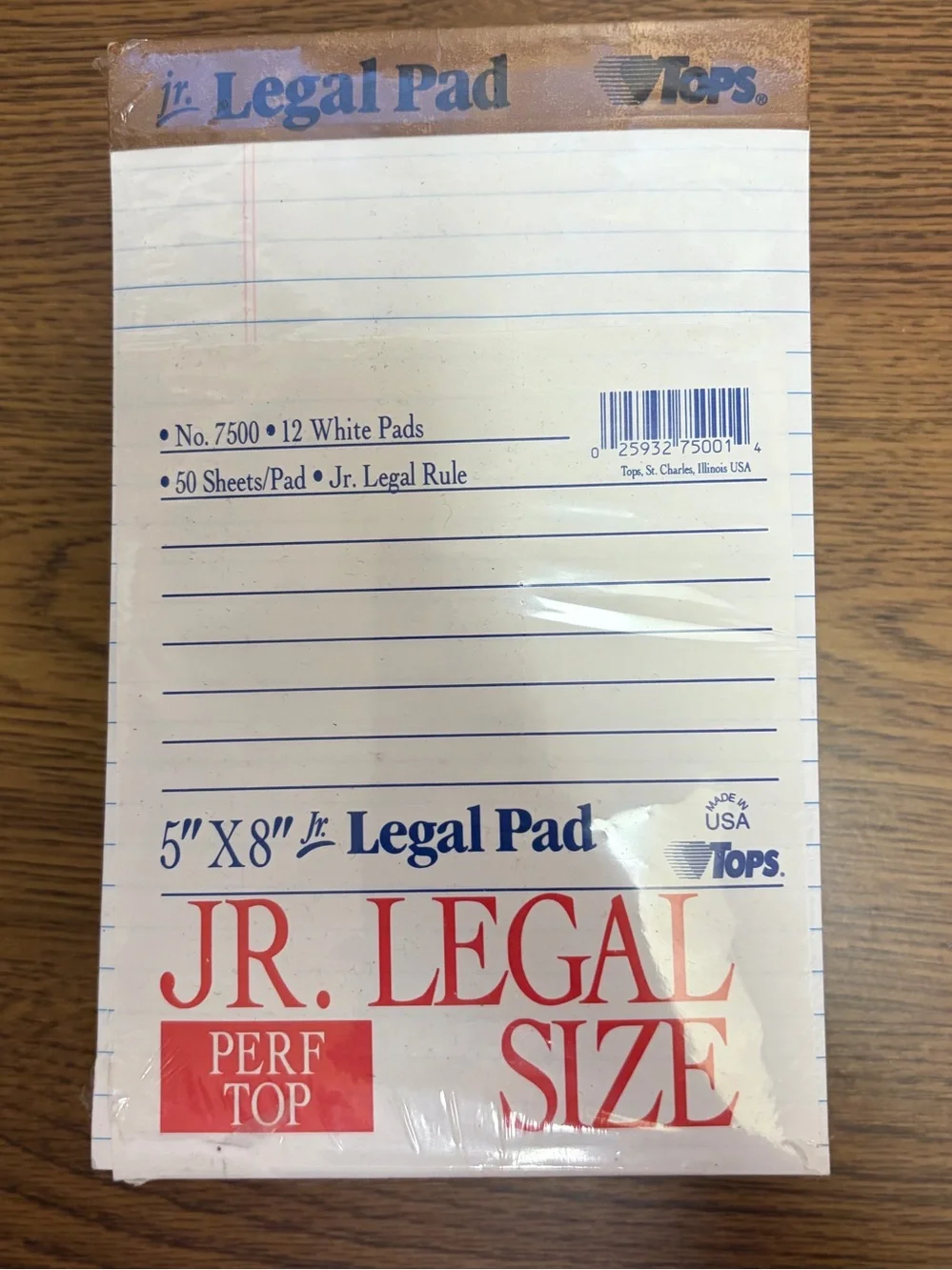24 Tops Jr. Legal Size White Pads 5” x 8” – 2 Sealed Packs
